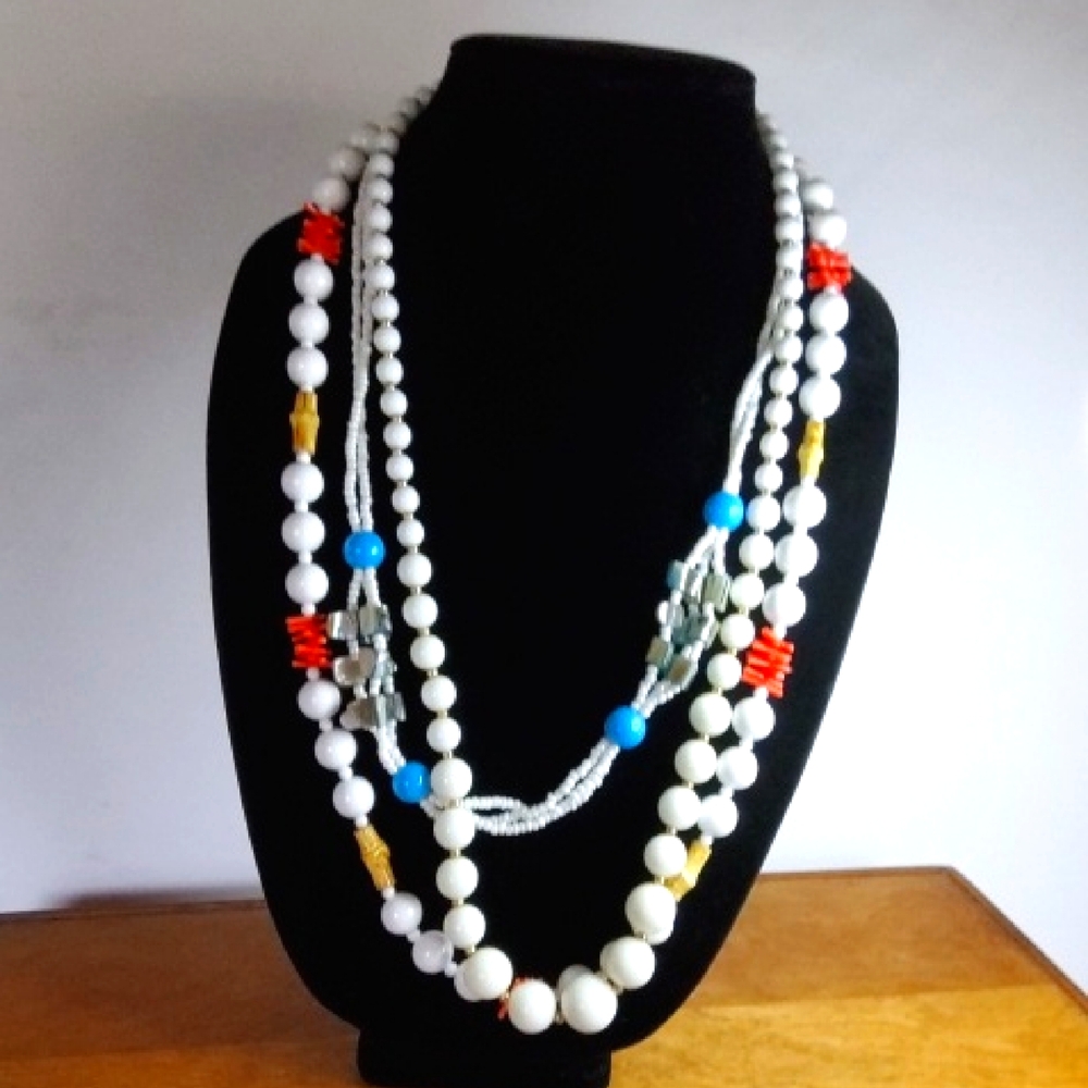 Bundle Seadbead Faux Pearl and Shell Necklaces